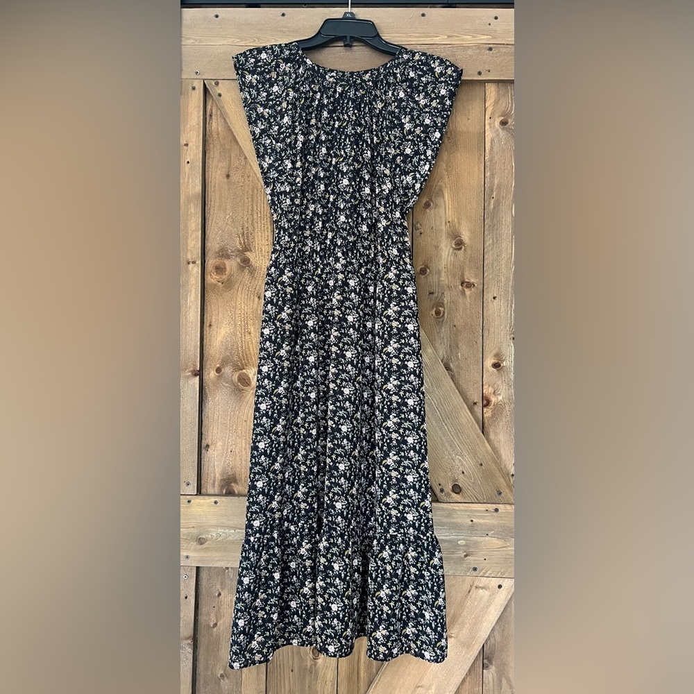 J Crew Mercantile Black Floral Dress Size M